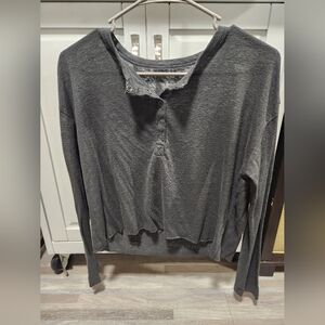 Aerie Charcoal Grey Slight Crop Long Sleeve